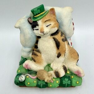 Vtg Irish Calendar Cats St Patty's Day MARCH DANBURY MINT Figurine Cat 1990 ☘️